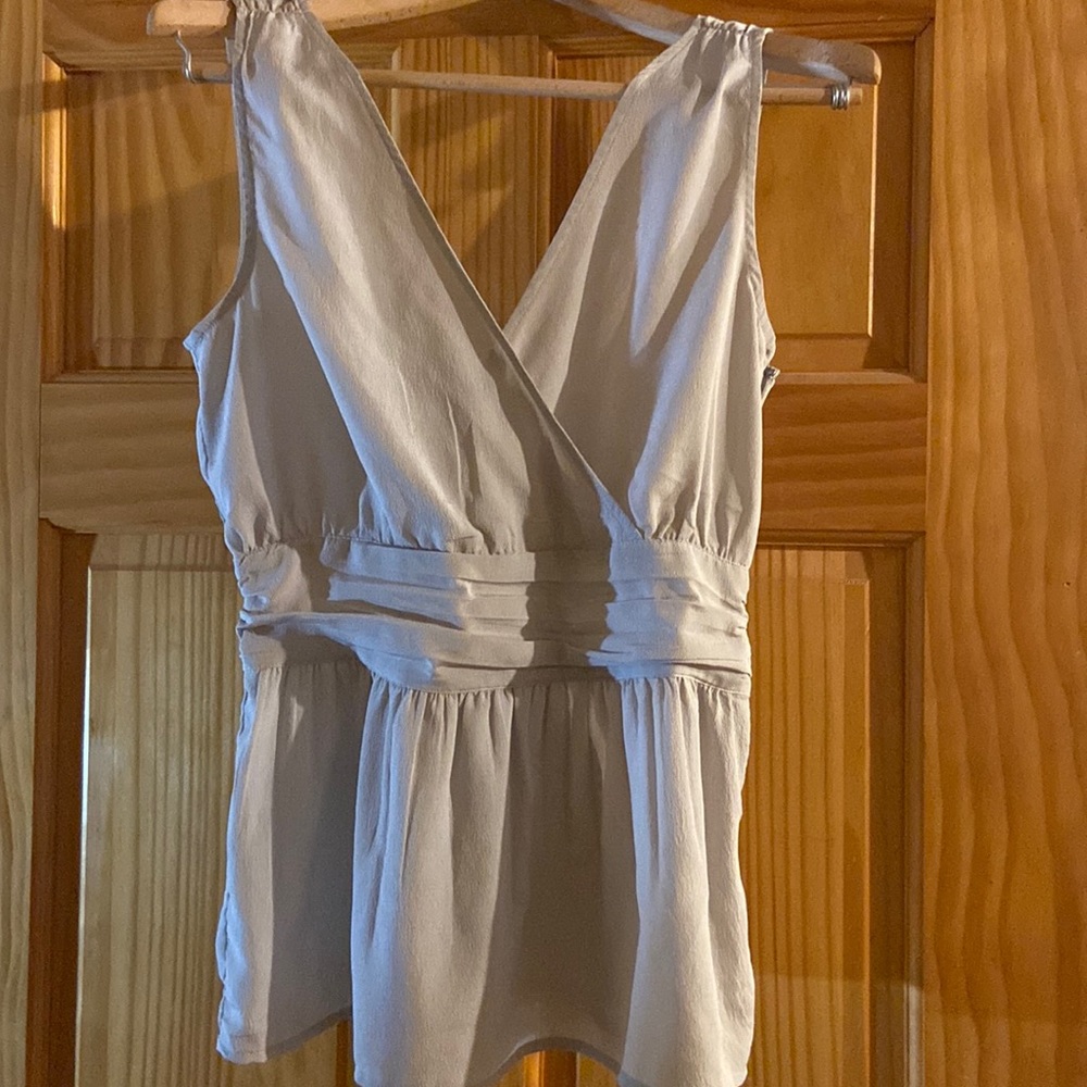 Dressy tank -chiffon like material. Delicate Silver